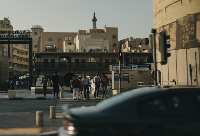 People crossing the street in the UAE