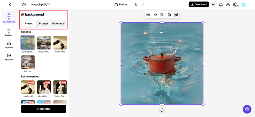 Adjust the image background and contents