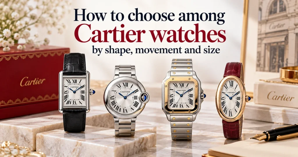 How to choose among Cartier watches by shape, movement and size